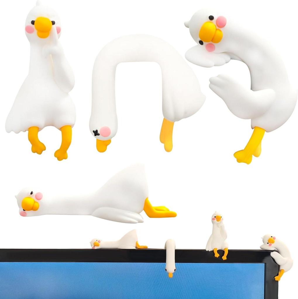 4/1 Stück Harz-Gänsefigur Fauche Ente Schreibtischzubehör Niedliche Mini Lustige Auto-Armaturenbrett-Statue Computer-Monitor-Dekoration