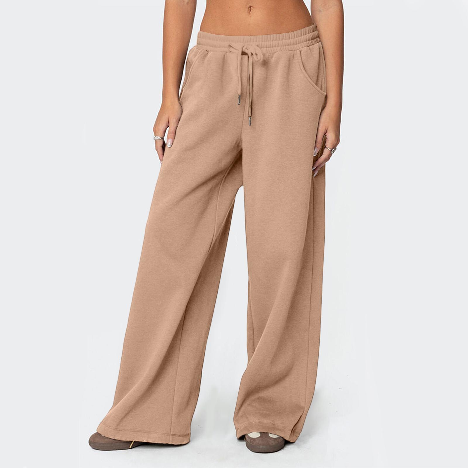 

Women s Color Straight Leg High Waisted Wide Leg Sweatpants M хакі