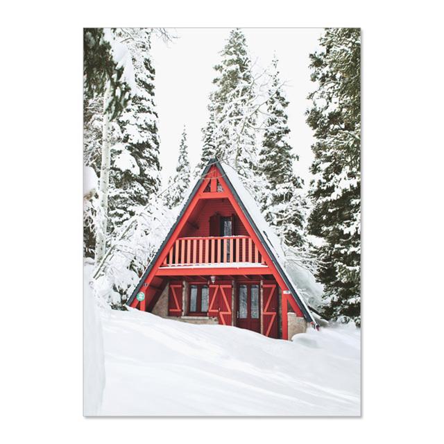 

Winter Wonderland Poster Christmas Style Wall Art Canvas Painting Reindeer Print Landscape Nordic Wall Picture Living Room Decor No Frame 21*30cm No Frame