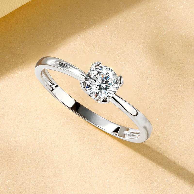 

Rrjzz Round Solitaire CZ Lab Diamond Engagement Ring Silver Gold Color Timeless Fashion Marriage Rings for Women Lighter Jewelry 5