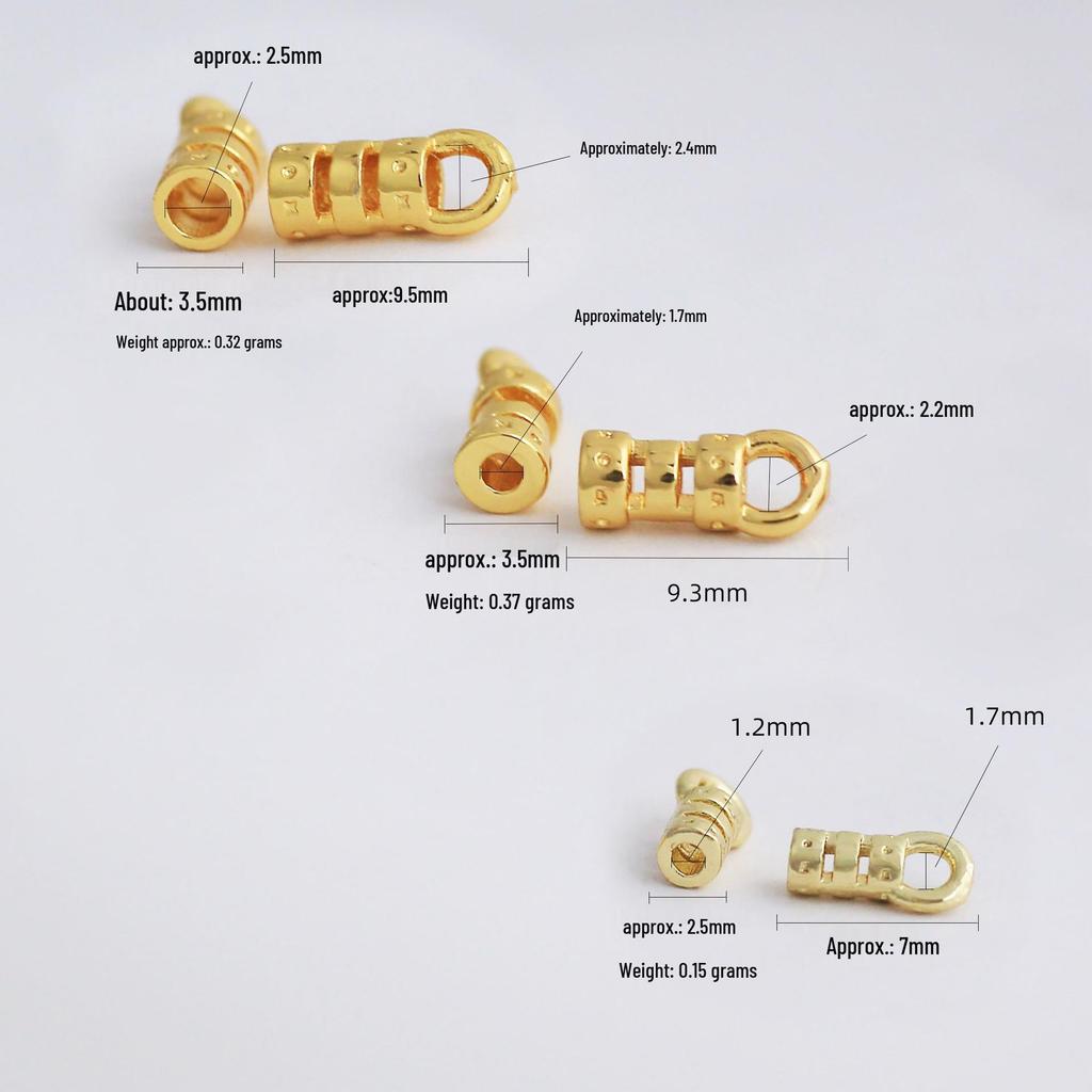 18k Gold-Filled Copper Plated Clip Buckle & Chain Clasp for DIY Leather Cord and Steel Wire.