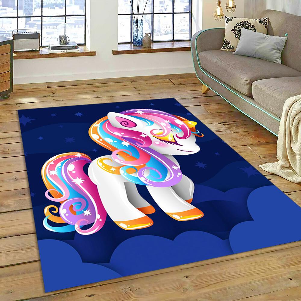 Cute Unicorn Girl Gift Cartoon Carpet Rug for Home Living Room Bedroom Sofa Doormat Decor,Kid Play Area Rug Non-slip Floor Mat