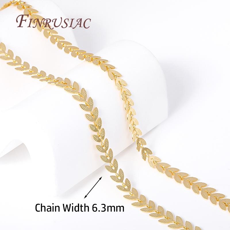 

18K Gold Plated Brass Metal Leaf Chains For Earrings Necklace Accessories High Quality Jewelry Chains DIY Jewelry Findings 6.3mm-1Meter