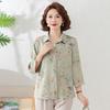 Stylish Three-Quarter Sleeve Plus Size Summer Shirt for Middle-Aged Women