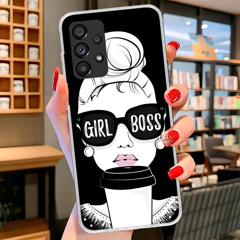Girl Boss Female Coffee Phone Case For Samsung Galaxy A17 A37 A57 A16 A26 A36 A56 A15 A25 A35 A55 A14 A24 A34 A54 A13 A23 A33 A5
