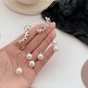 OEM Korean Fashion 18k Gold-plated Alloy Pearl Tassel Earrings One-piece Crystal Pearl Tassel Ear Clip Earrings