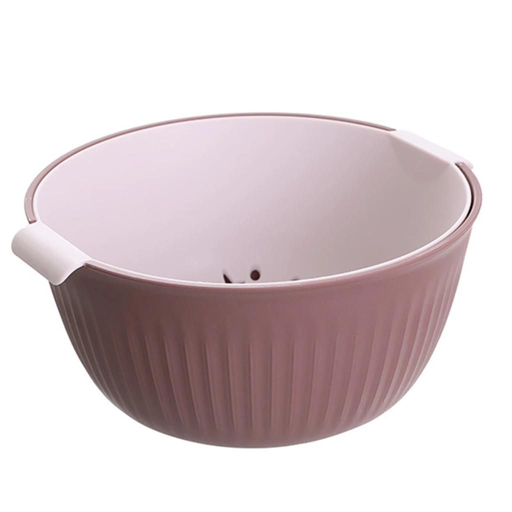 Kitchen Silicone Double Drain Basket Bowl Washing Storage Basket Strainers Bowls Drainer Vegetable Cleaning Colander Tool