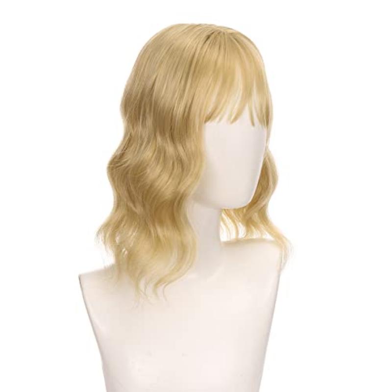 Body Wavy/Curly Hair Topper With Air Bangs For Women,Synthetic Hairpiece Clip in Hair Extension Add Volume Wig for Covering White Hair Hair Loss