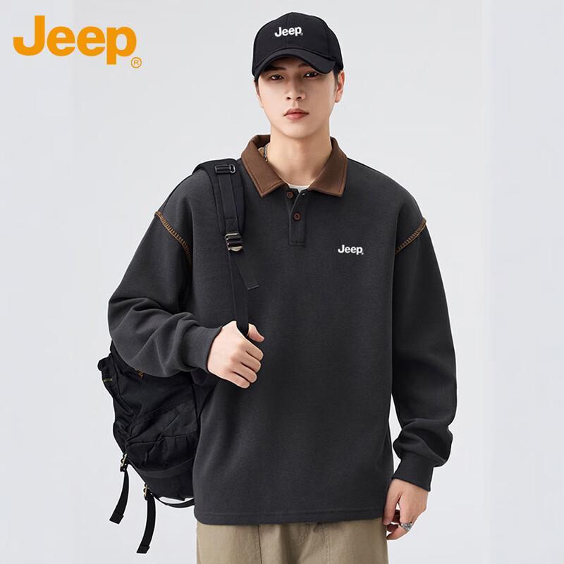 Jeep Men's Autumn/Winter Loose Fit Polo Collar Sweatshirt