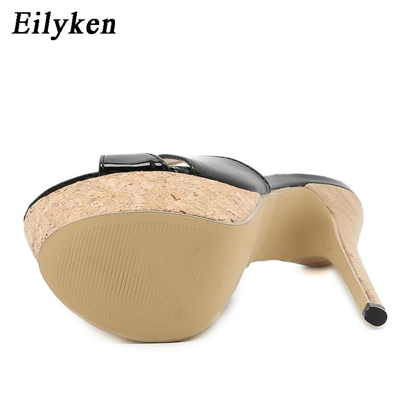 Eilyken Summer Extreme Platform High Heels Slippers Women's Chunky Ladies Brief Slingback Peep-toe Mules Slides Shoes Size 42