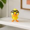 Fun Car Dashboard Decor 3D Printed Angry Yellow Duck Figurine with Detachable Swimming Goggles, Funny Office Desk Ornaments Statue, Desktop