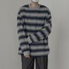 Spring and Autumn New Men's Temperament Casual Round Neck Long-sleeved T-shirt Striped Loose Long-sleeved Sweatshirt Niche Striped Color Matching