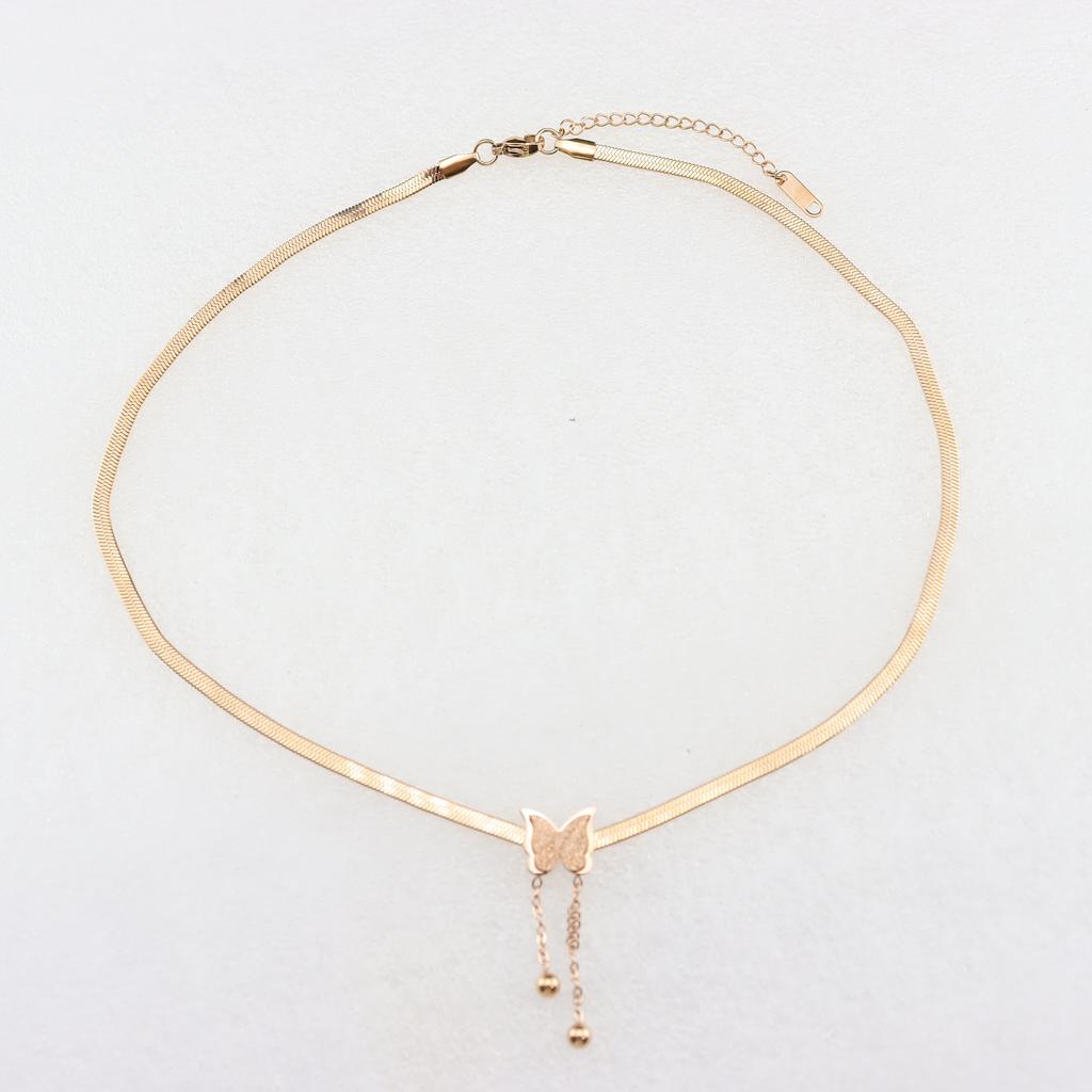 Exquisite Temperament Butterfly Fringe Chain Necklace Titanium Steel Gold-Plated Ring Fashion Geometric Bracelet Personalized Bracelet