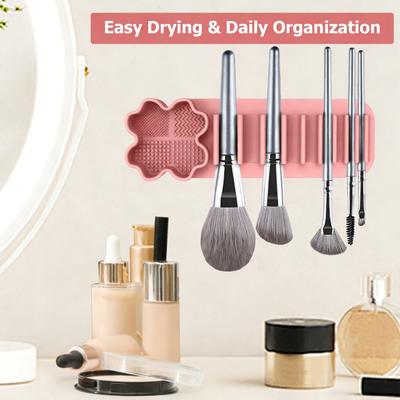 Silicone Makeup Brush Drying Rack with Suction Base Food-Grade Soft Elastic Cosmetic Brushes Drying Holder