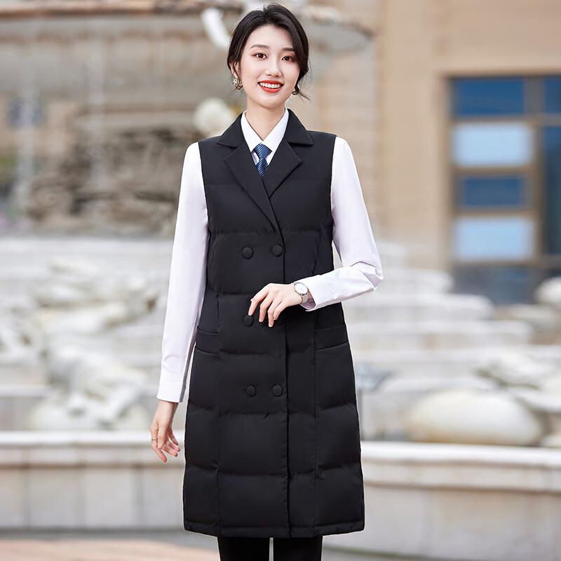 Teluoman Women's Mid-Length Lapel Padded Vest