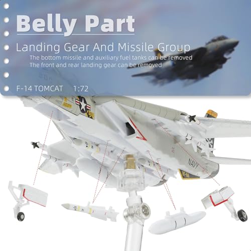 NUOTIE 1/100 Scale F-14 Tomcat Metal Fighter Model, US Navy VF-84 Jolly Rogers Fighter, Diecast Metal Airplane, Military Display Model