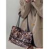 IELGY Leopard Print Canvas Tote Bag Large Capacity One Shoulder Portable