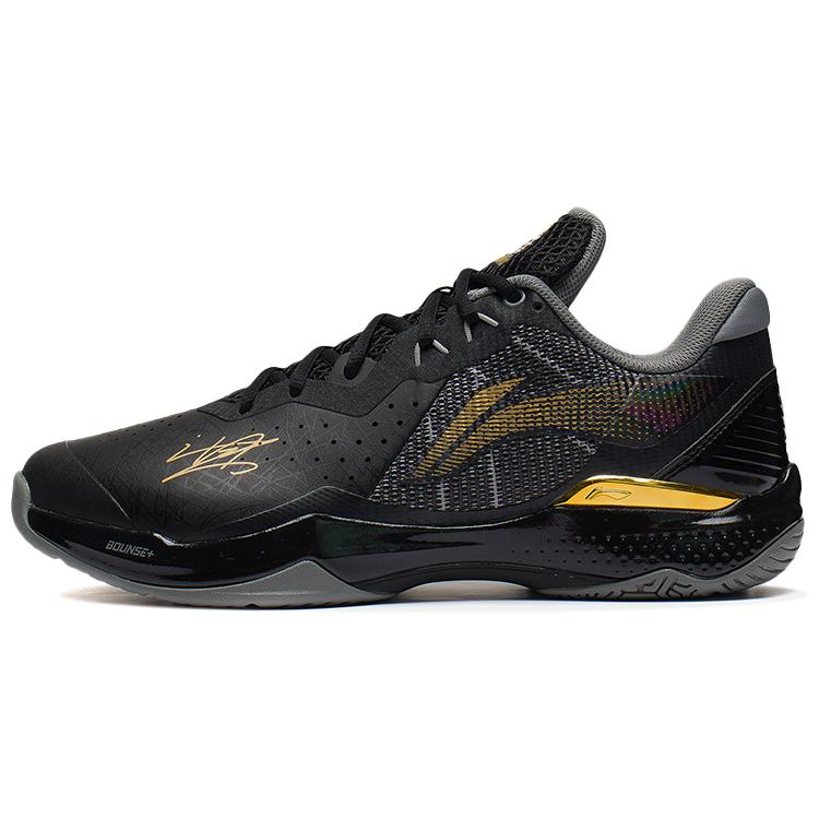 New LiNing Thunder Series Thunder CL Anti Slip Wear Resistant Low Top Badminton Shoes Unisex Black AYAS034-1