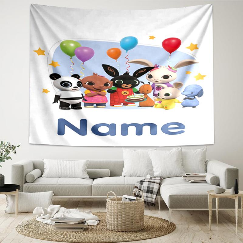 Custom Name Bing Print Tapestry, Backdrop, Easy Setup, Ideal for Bedroom, Office & Living Room, with Aesthetic Wall Hanging Decor.