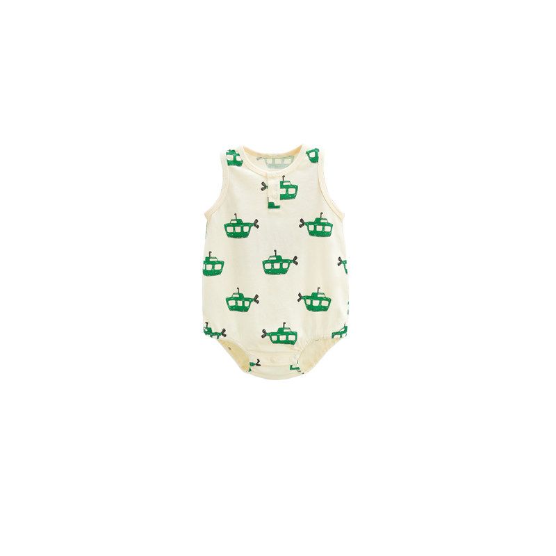 Whitewheat Kidsren s 2025 Summer New Style Sleeveless Jumpsuit for Girls and Boys, Pure Cotton Thin Clothing Green 73