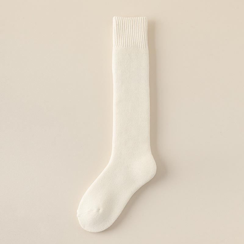 Men's Wool Knee-High Socks: Warm Fleece-Lined, Thick Terry Loop for Autumn/Winter.