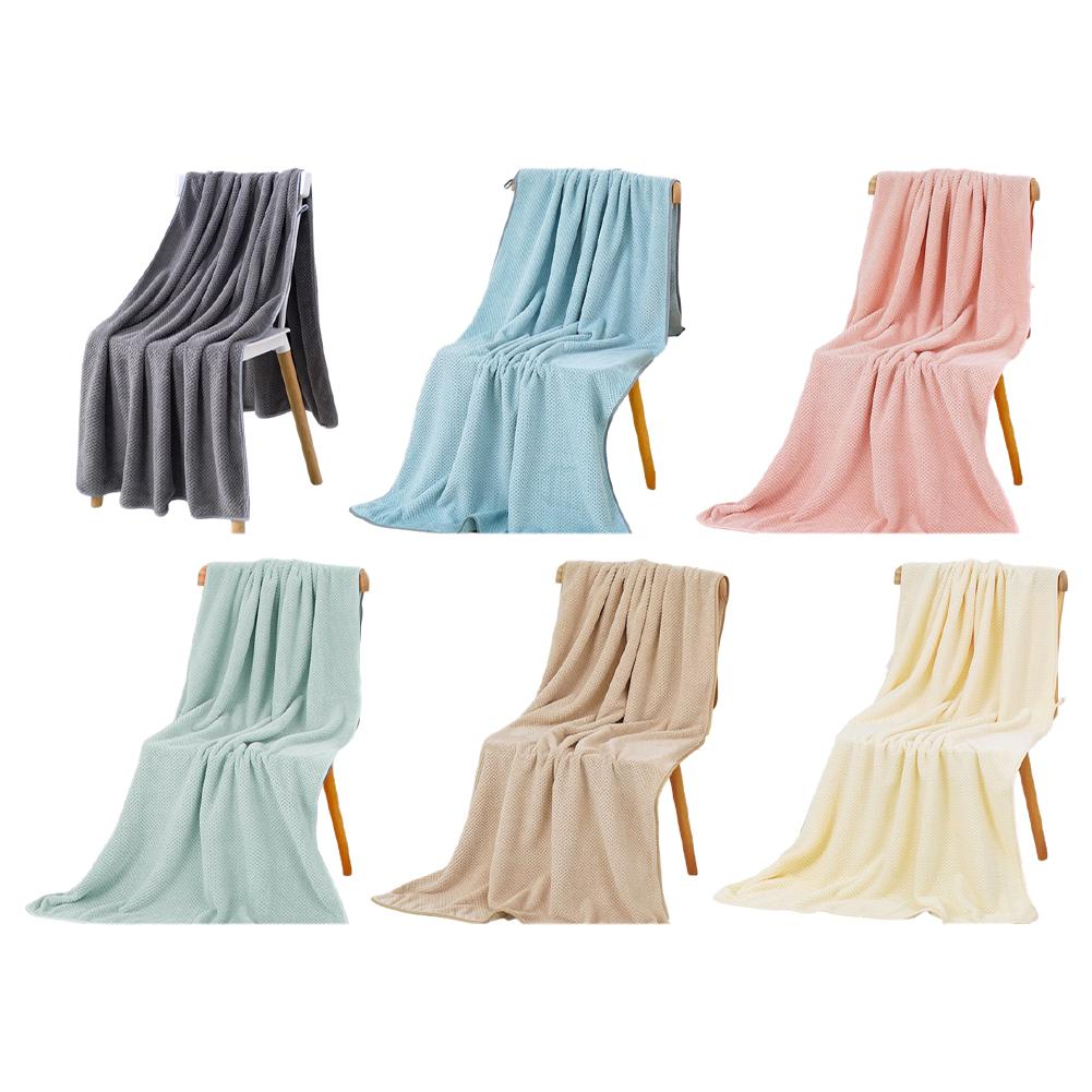 Thick bath towel coral fleece quick drying 70 by 140 cm no lint shedding super absorbent no fading for daily use
