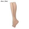 Open-Toe Compression Socks: Women's Zippered Venous Calf Support for Sports
