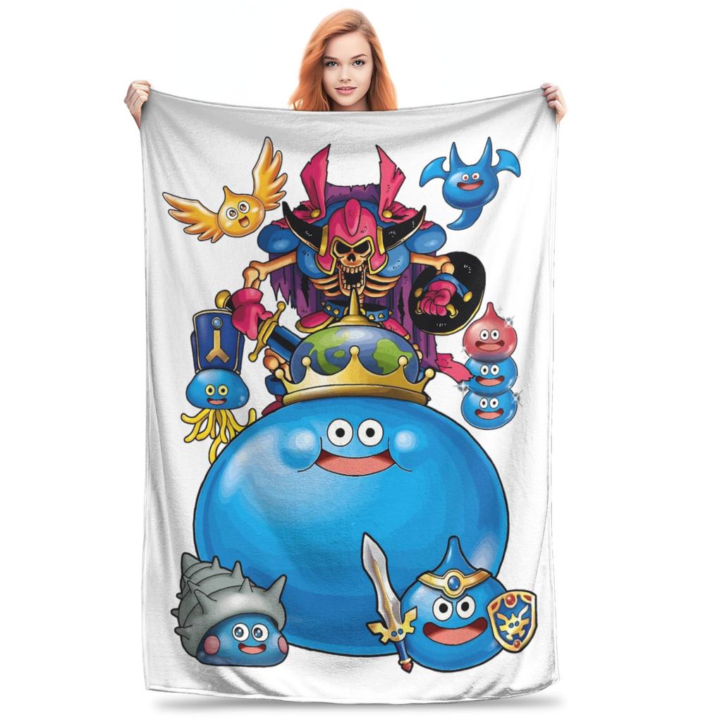 D-Dragon Quest Slime Plush Blankets Kids  Flannel Throw Blanket For Couch Chair Sofa Bed Warm Custom Quality Bedspread Gift Idea
