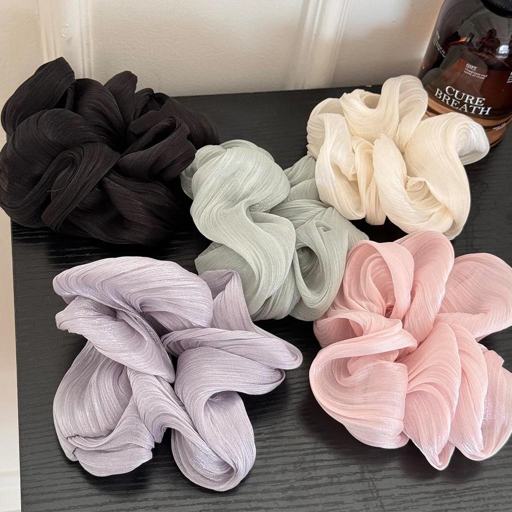 Elegante Satin-Haargummis Große Mode-Haarbänder Gestreifte Haaraccessoires Übergroße Scrunchies Elegantes Gestreiftes Gummi-Haarband