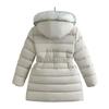 Winter Long Style Teen Girls Jacket Solid Color Slim Fit Fashion Detachable Hat Big Fur Collar Hooded Keep Warm Coat for Kids