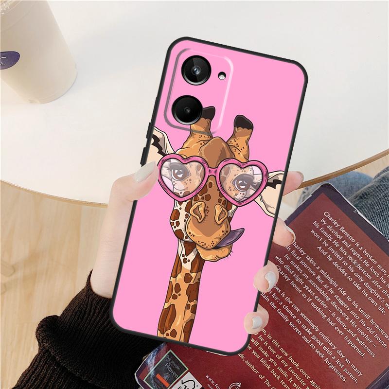 Cute Cartoon Animal Giraffe Case For Realme GT 6 6T 5 GT7 Pro 10 11 12 13 14 Pro Plus C53 C51 C21Y C25S C55 C67 C61 C75