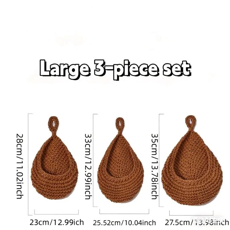 3pcs Boho Macrame Wall Hanging Baskets - Linen Storage Organizer for Kitchen Restaurant Fruit Vegetable Onion Rack Home Decor