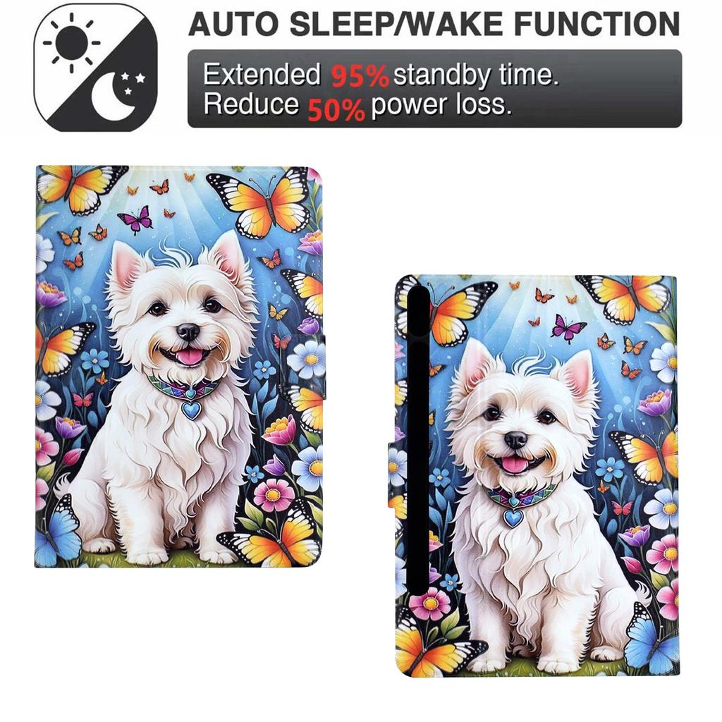 Étui Support pour Samsung Galaxy Tab S9/S9 FE Impression de Motifs Housse en Cuir pour Tablette avec Réveil/Veille Automatique