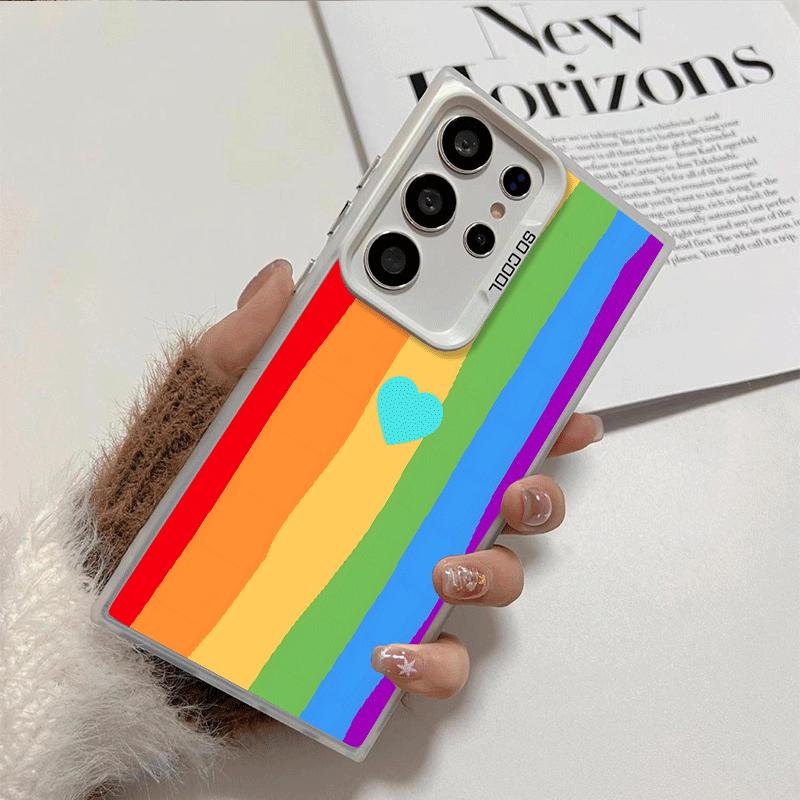 Rainbow Gradient Love Desgin Soft Phone Case for Samsung Galaxy S24 S25 FE S26 Edge S23 Ultra S22 Plus S21 + Shockproof Cover Ba