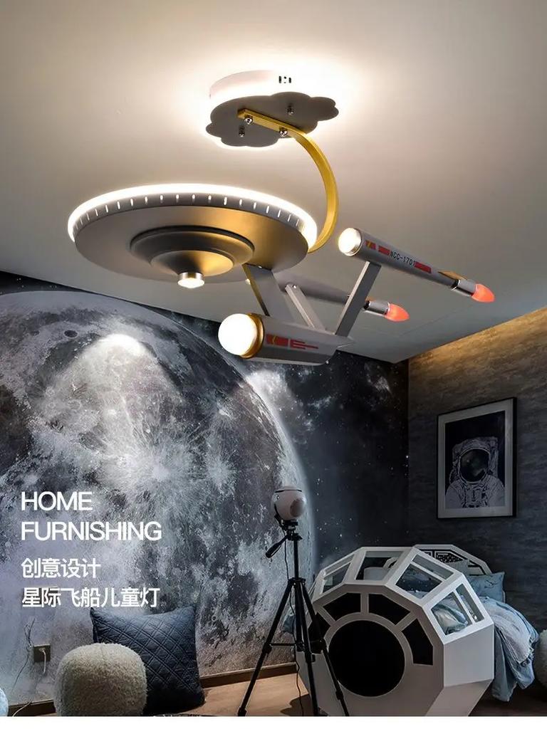 Kids Room Lights Boys Bedroom Light Ceiling Lights Creative Star Trek Spaceship Model Lights Boys Room Light