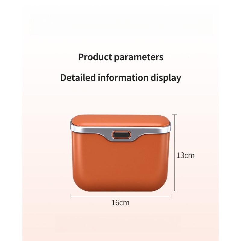 Car Trash Can with Lid, Vehicle Dustbin Garbage Organizer Holder with One Roll Bag, Mini Leakproof Storage Bin for Auto, SUV, Office