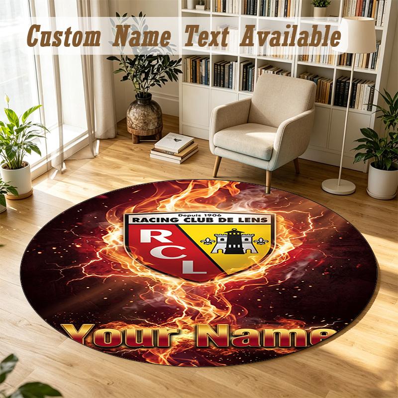 Round Rug Custom Nameracing Club De Lens Pattern Non Slip Carpet Home Floor Decor