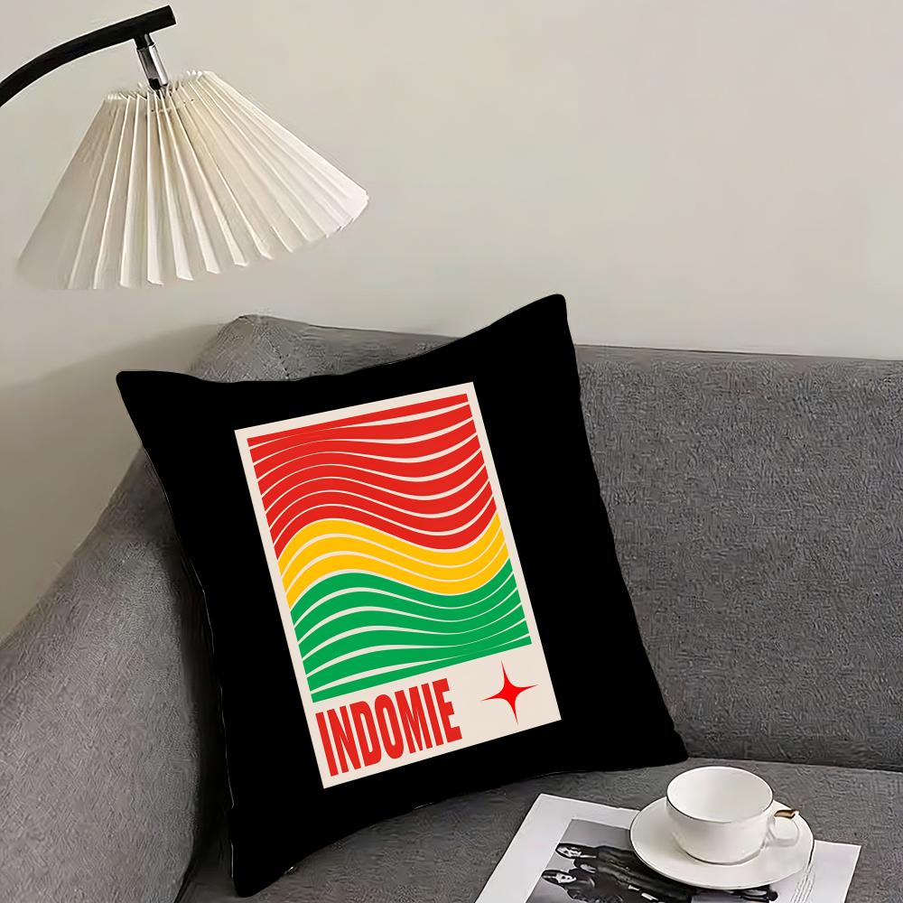 

Food Logo Anime IIndomieS Cushion Cover Pillowcase Ultra Soft Skin Friendly Fabric Cloud Like Comfort Concealed Zipper 30x30cm