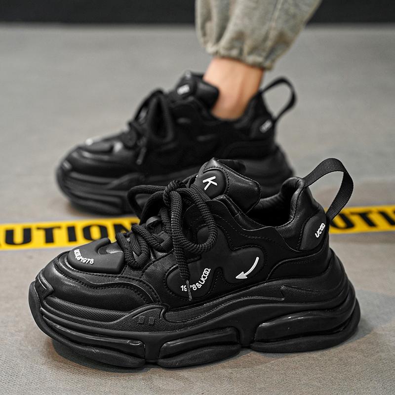 Robustní pánské tenisky značkové běžecké boty módní ležérní mikrovláknová kůže prodyšné zvýšení výšky plochá platforma sportovní obuv