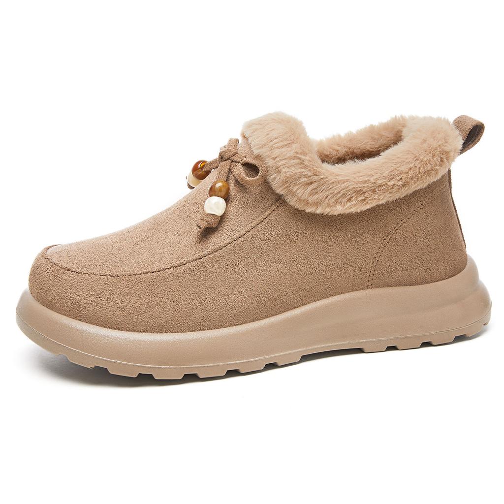 Neue vielseitige Fleece-Schneestiefel für Damen, modische einteilige Anti-Rutsch-Baumwollschuhe