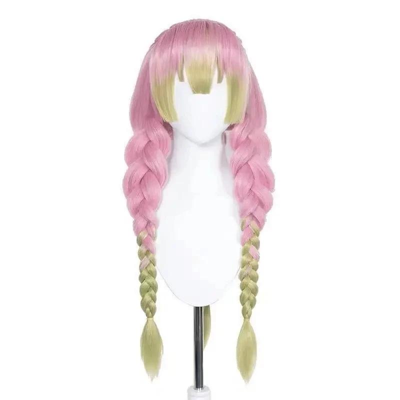 Cosplay parochňa Mitsuri Kanroji Kimetsu No Yaiba Dlhá Ružovo-Zelená Tepelne Odolná Vlasy Autentické Cosplay Parochne + Sieťka na Parochňu