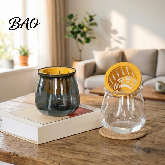 Hydroponic Plant Pot Self Watering Planter for Indoor Plants, Transparent Planter, Decorative Minimalist Flowerpot with Wick Rope Home Office Desktop