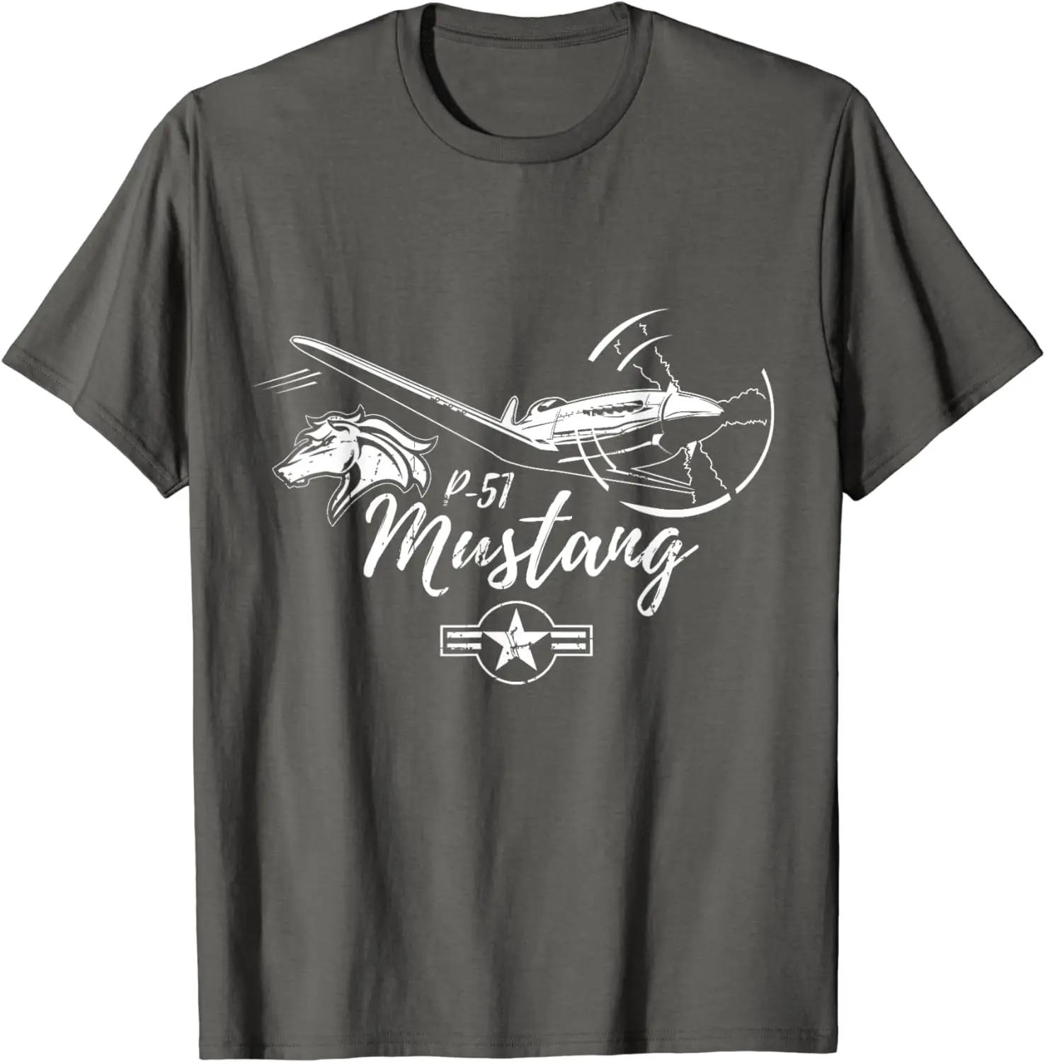 Retro Warbird P51 Mustang Fighter TShirt 100 Cotton ONeck Summer Short Sleeve Casual Unisexs Tshirt Size S3XL S