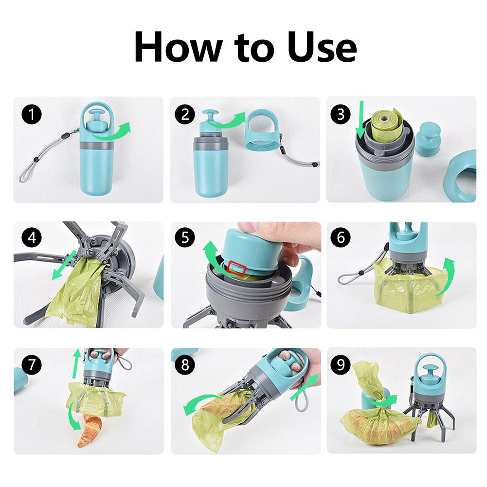 Dog Poop Scooper Pet Waste Picker Zero-Contact Easy-Grip Hygienic Operation Outdoor Dog Walking Travel with Pets Eco-Conscious