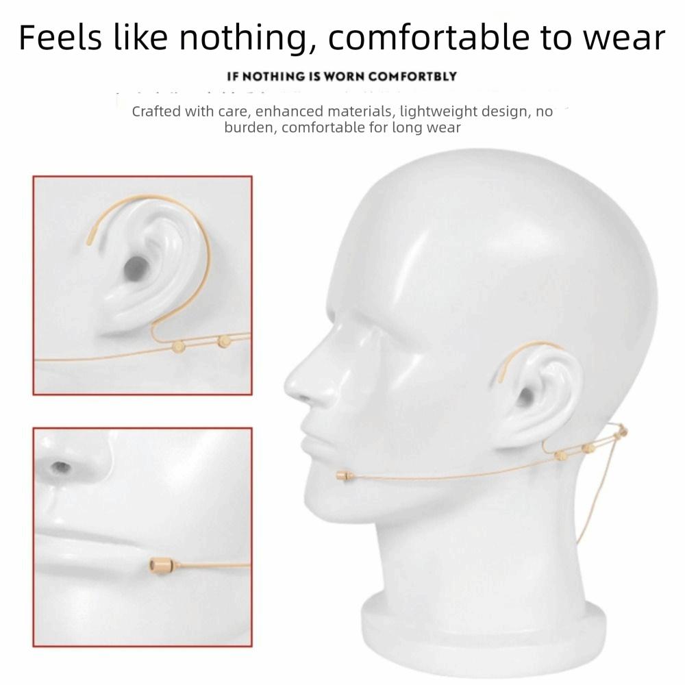 New Beige Headset Mic Wireless 3.5mm 3 Pin Headworn Microphone Double Earhook Amplifier Voice Speaker Microphone Accessories