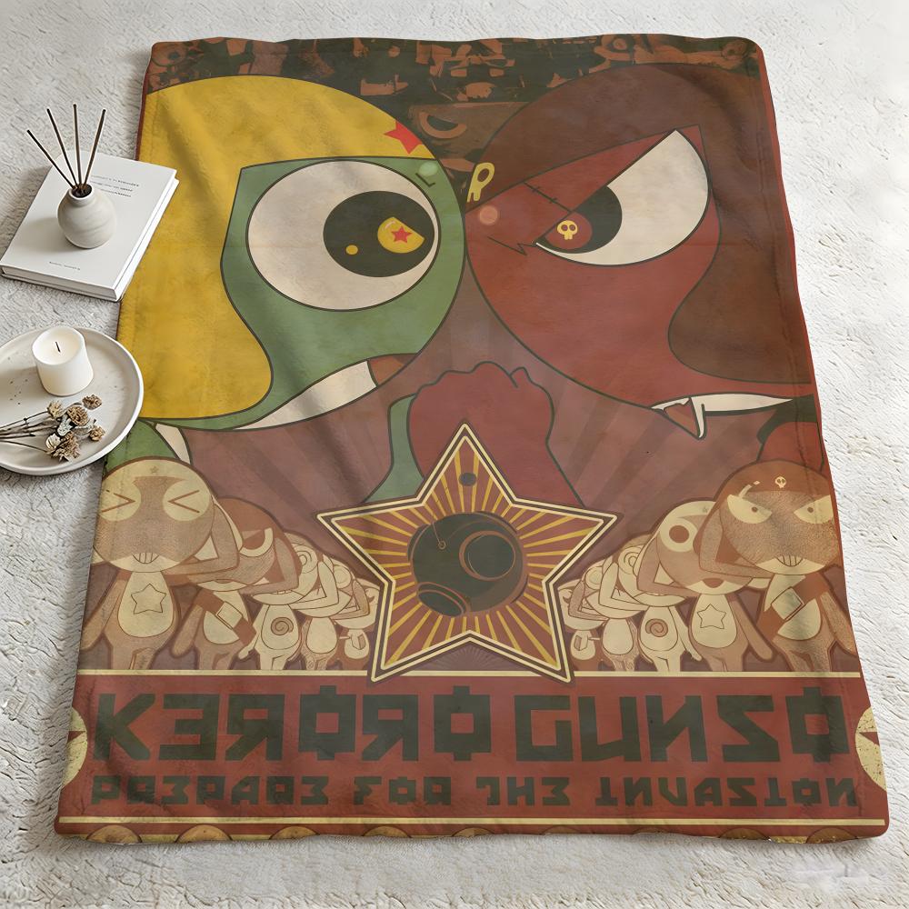 Anime K-Keroro Gunso-o Throw Warm Soft Flannel Blanket, Multi-use for Sofa Bed Camping Travel Nap