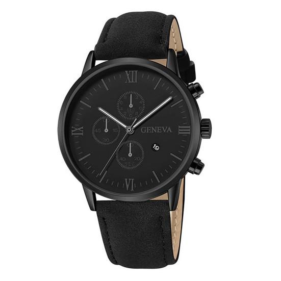 Men Quartz Watch Round Dial Precise Pointer Display Shockproof Scratch-resistant Calendar Faux Leather Strap Fashion Simple Male Business Quartz