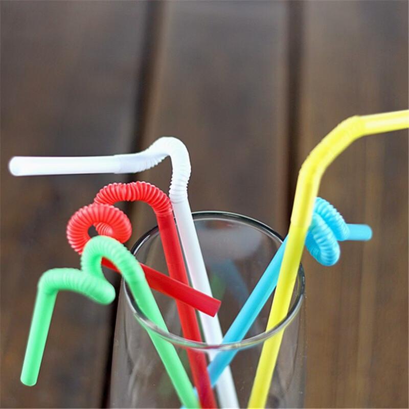 ZISIZ Colorful Disposable Bent Drinking Straws