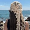 Sheer Mesh Floral Lace Scarf Hollow Design Crochet Headscarf Cute Beach Hair Band  Beach Outfits
