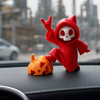 Halloween Ornament, Ghost Pumpkin Matte Texture Figure, 3D Printed Halloween Decoration for Desktop Bedroom Car Display